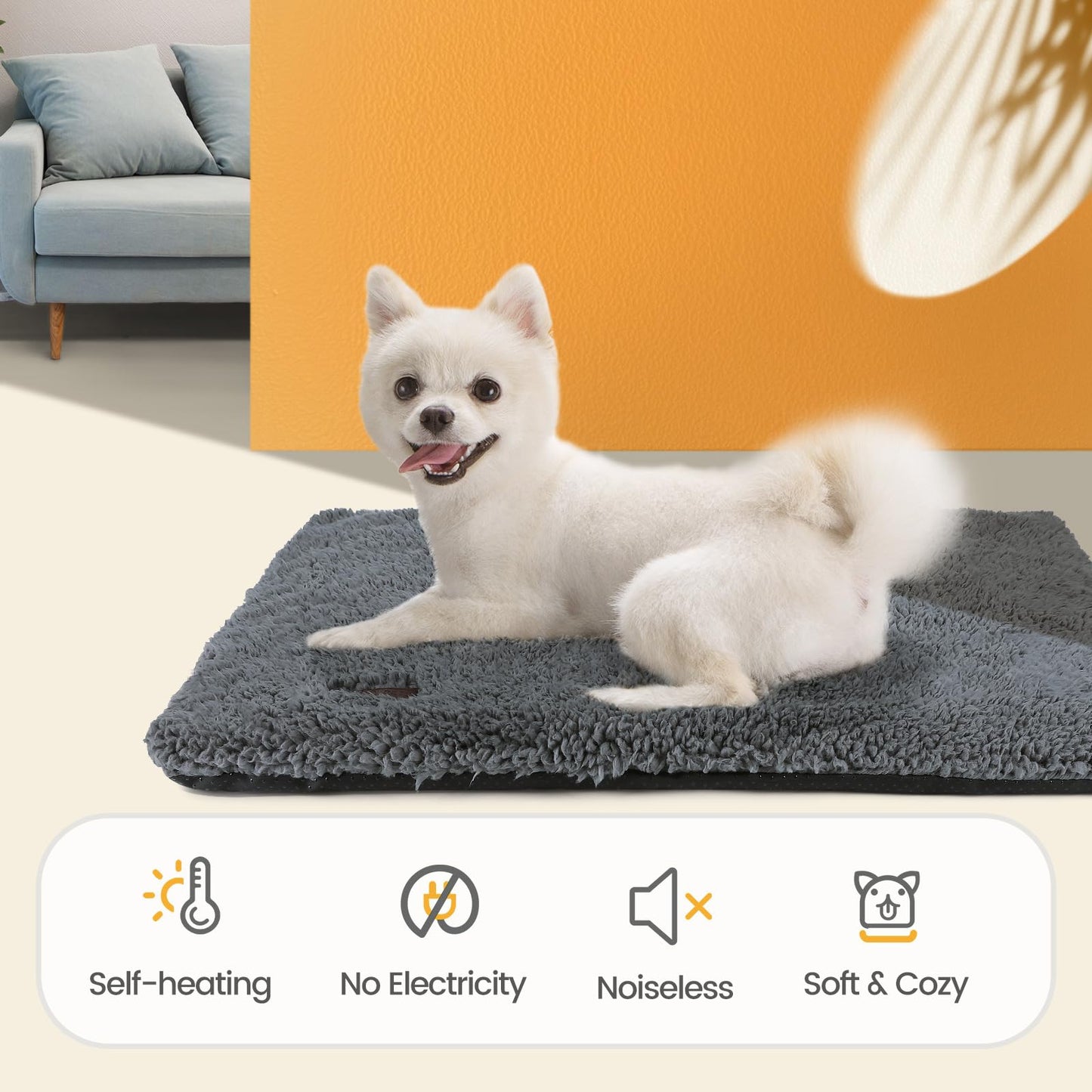 Selbstwärmendes Katzenbett/Hundematte (61 x 46 cm), extra warm, für drinnen und draußen, mit abnehmbarem Bezug, rutschfester Unterseite, waschbar, nicht elektrisch 
