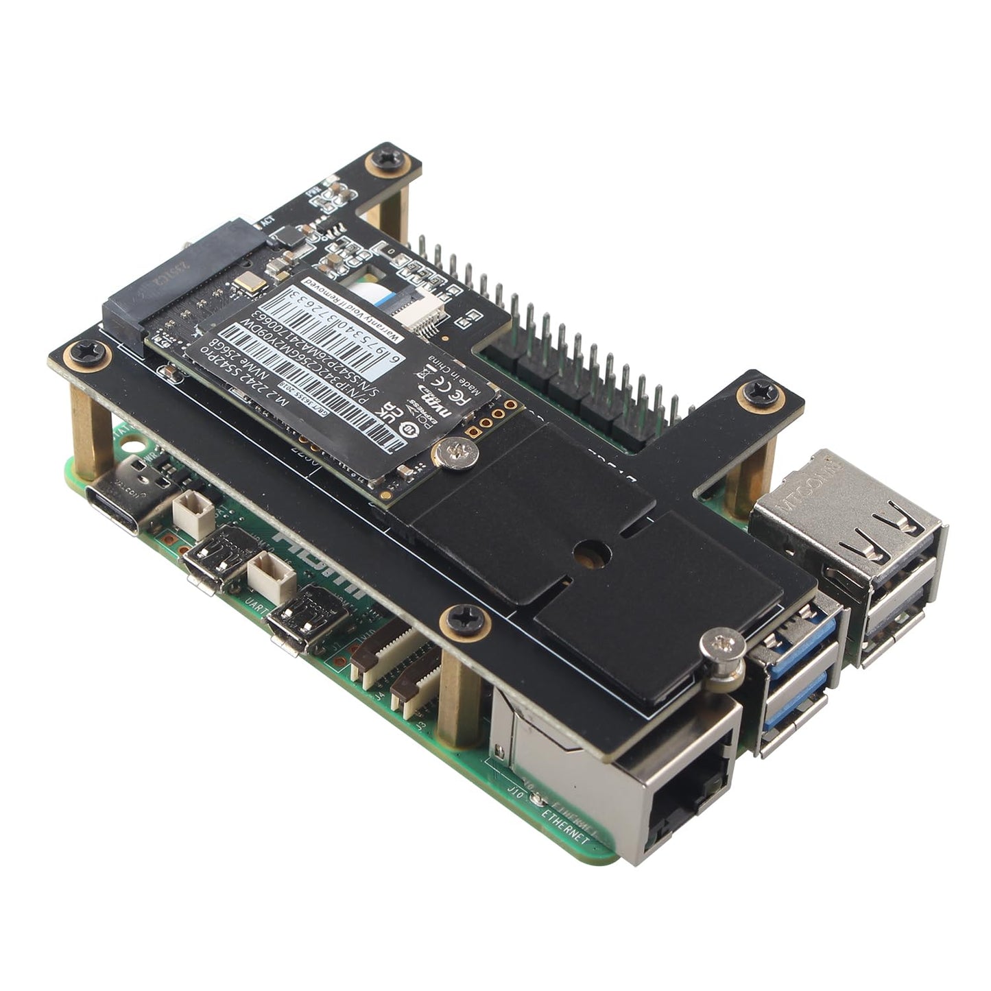 ZDE 2 Stück M.2 NGFF NVMe SSD Längenverlängerungsadapter 2242 auf 2280 SSD-Verlängerungshalterung, Platine, Leiterplatte, SSD-Konverter für Raspberry Pi und PC