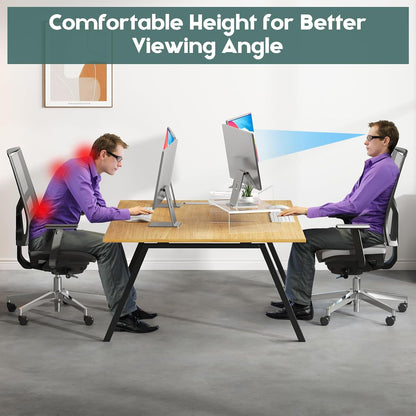 X-cosrack Clear Acrylic Monitor Stand Riser, 3 Shelves Adjustable Dual Monitor Stand with Anti-Slip Mat, Premium Desk Organizer for Home Office, Laptops, PCs, Printers, TVs