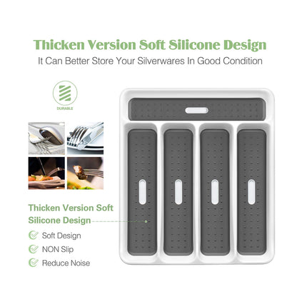 RayPard 24-teiliges Besteckset, hochglanzpoliert, spülmaschinenfest, für 4 Personen, inklusive Gabel und Löffel, mit rutschfester Besteckschublade und 5 Fächern.