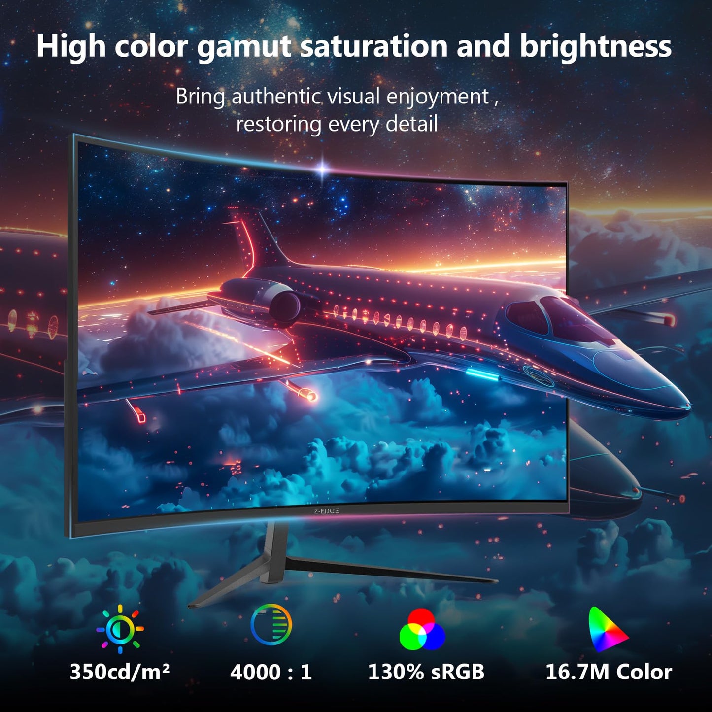Z-Edge 32-Zoll-Curved-Gaming-Monitor, FHD 1080P 240Hz Curved-Monitor, 1500R Computermonitor, MPRT 1ms Monitor, UG32P 2x DP 1.4 Anschlüsse und 2x HDMI 2.0 Anschlüsse 