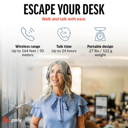 Poly Voyager 4310 UC Wireless Headset & Charge Stand (Plantronics) - Single-Ear Bluetooth Headset w/Noise-Canceling Boom Mic - Connect to PC/Mac/Mobile - Works w/Teams, Zoom, & More - Amazon Exclusive