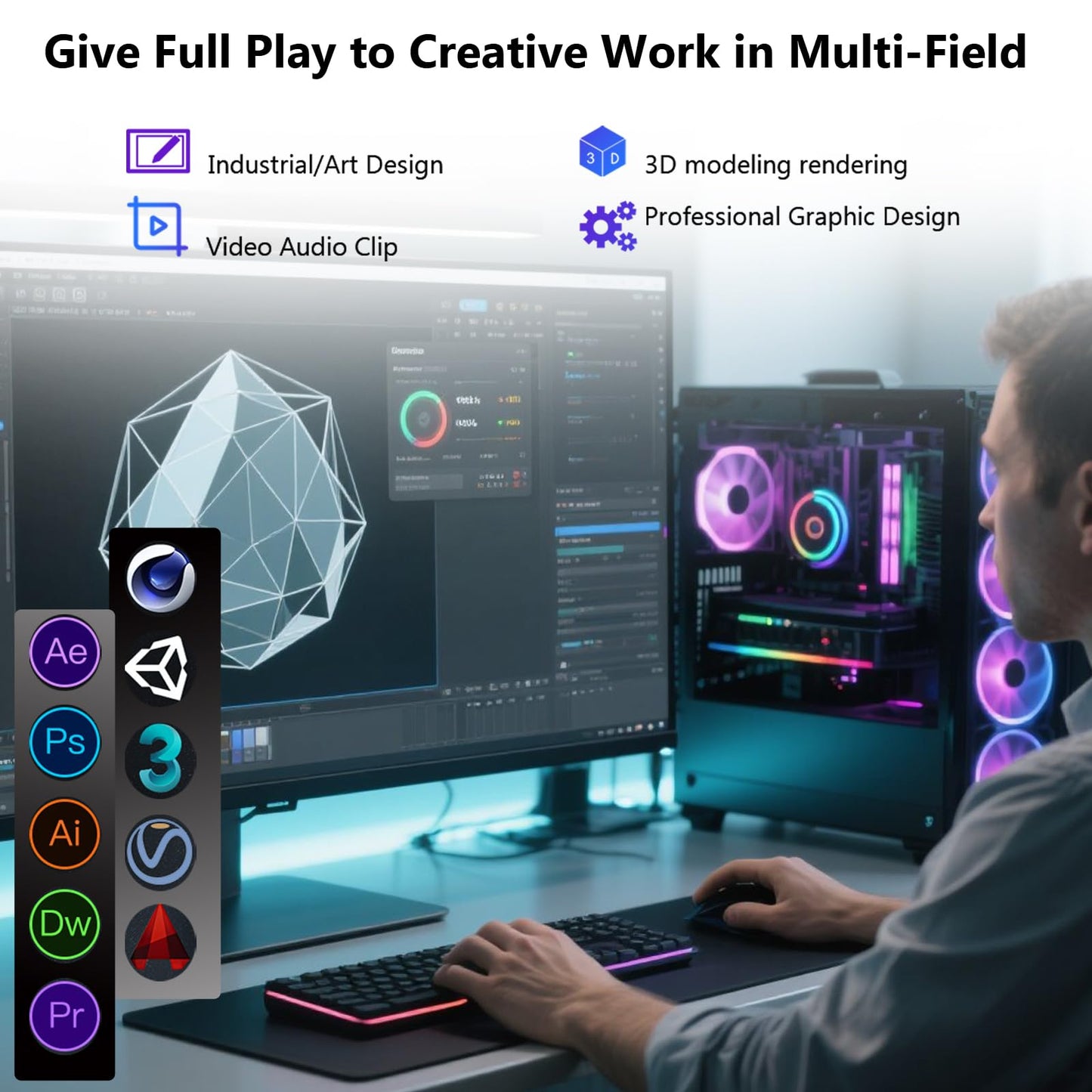 SURALLOW RX 580 8GB Grafikkarte, 2048SP, GDDR5, 256 Bit Grafikkarte für Gaming-PC, PCIE 3.0, Twin Freeze Lüfter Computer-Grafikkarte mit HDMI/DP/Anschlüssen
