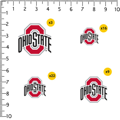 Ohio State University Logo-Aufkleber-Set (50 Stück) aus Vinyl, groß und Deluxe-Qualität – geeignet für Laptop, Wasserflasche, Scrapbooking, Tablet, Skateboard, drinnen und draußen