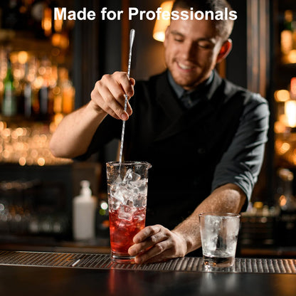 Muaoush 2er-Pack Barlöffel, Cocktailrührer, lange Rührlöffel, 30 cm professioneller Spiralrührlöffel für Barkeeper, Heimbar-Mixing Cocktailzubereitung (304er Edelstahl)