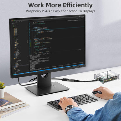 Micro-HDMI-auf-HDMI-Adapter, 4K@60Hz 3D 1080p, Typ-D-auf-A-Adapterkabel mit Unterstützung für Ethernet, 3D, HDR und ARC, kompatibel mit Raspberry Pi 5/4, Hero, Kameras A6300 und A6400, Yoga, ODROID usw.