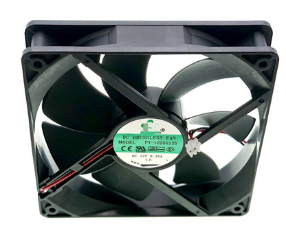 PY-1225H12S DC12V 0.35A 120×120mm×25mm 12CM 12025 Ice Maker Fan, 2-Wire DC BRUSHLESS Ice Machine Fan