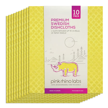 Schwedische Geschirrtücher – Umweltfreundliche, wiederverwendbare Küchentücher – 10er-Pack Reinigungstücher für Geschirr, Arbeitsflächen und Oberflächen – Super saugfähig, kompostierbar, Zero-Waste-Alternative