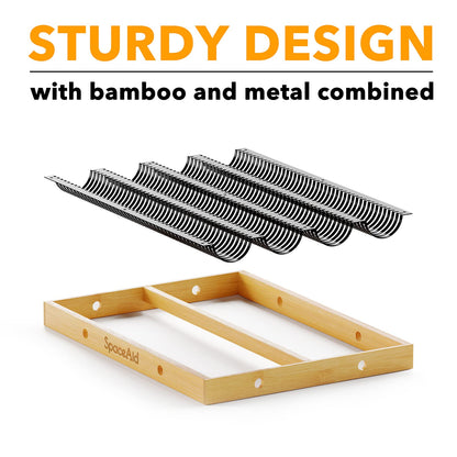SpaceAid Schubladenorganizer für Nespresso Vertuo Kapseln, Bambus-Halterung und Ablage für Nespresso Vertuo, kompatibel mit 40 großen oder 52 kleinen Vertuoline Kapseln (Schubladeneinsatz)
