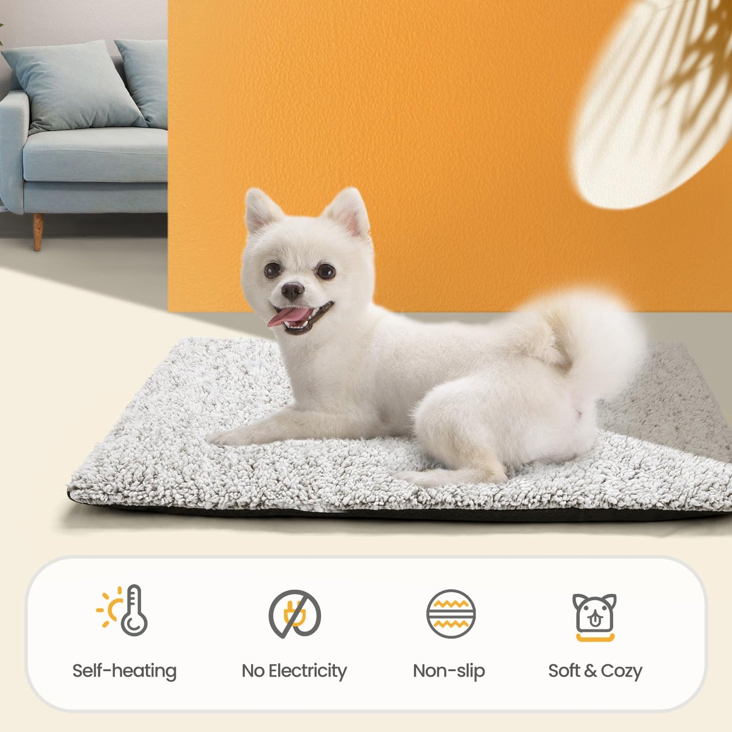Selbstwärmendes Katzenbett/Hundematte (61 x 46 cm), extra warm, für drinnen und draußen, mit abnehmbarem Bezug, rutschfester Unterseite, waschbar, nicht elektrisch 