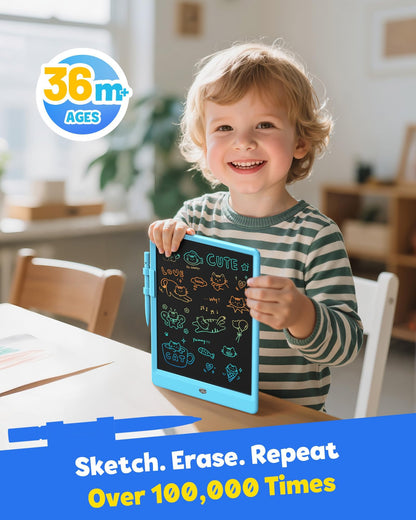 TEKFUN LCD-Schreibtablett für Kinder, 10-Zoll-Mal- und Zeichenpad, sauberes Kritzelbrett, Weihnachtsgeschenk für Jungen und Kleinkinder, Spielzeug für Mädchen im Alter von 3 bis 8 Jahren (Blau)