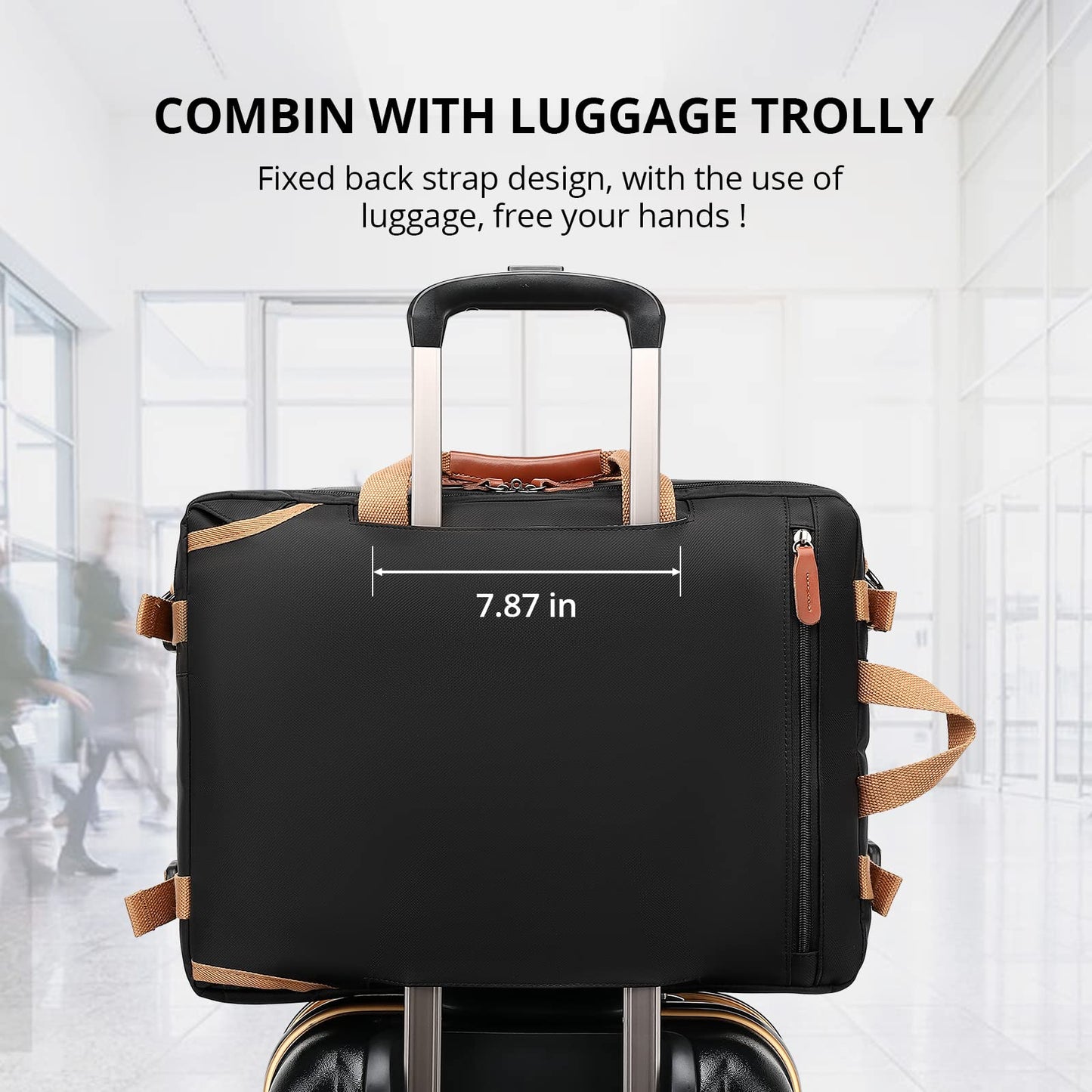 MOLNIA 3-in-1-Laptoptasche für Herren, 17,3-Zoll-Arbeitstasche für Herren, Laptop-Rucksack, Aktentasche, Umhängetasche, Computertasche für Laptops für Damen und Herren, Schwarz 