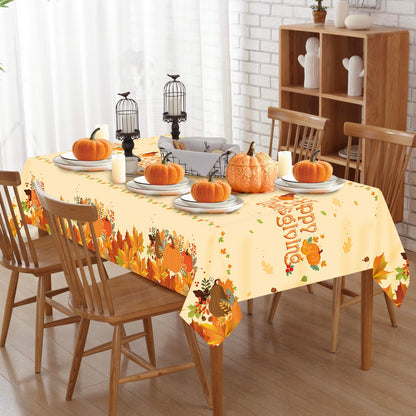 SUNCHARM Einweg-Tischdecken für Thanksgiving, 3-teilig – Rechteckige Kunststoff-Tischdecke mit Kürbismotiv, 137 x 274 cm (54 x 108 Zoll)
