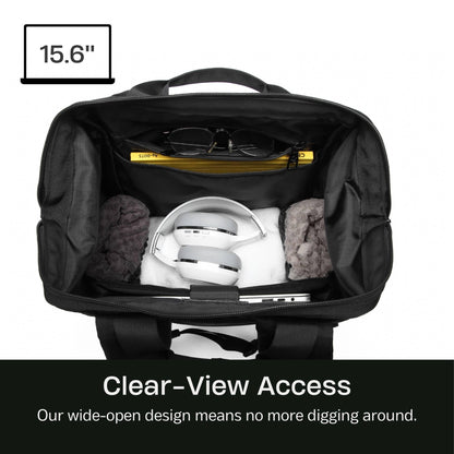 SUNNY BIRD Laptop-Rucksack, 15,6-Zoll-Laptop-Arbeitstasche, weit zu öffnender Freizeitrucksack für Damen, Herren und Erwachsene (Schwarz)