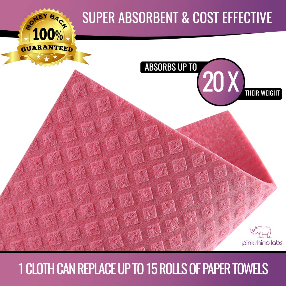 Schwedische Geschirrtücher – Umweltfreundliche, wiederverwendbare Küchentücher – 10er-Pack Reinigungstücher für Geschirr, Arbeitsflächen und Oberflächen – Super saugfähig, kompostierbar, Zero-Waste-Alternative