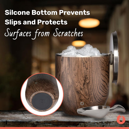 SNOWFOX Plus, Premium-Eiskübel aus vakuumisoliertem Edelstahl mit Deckel/Schaufel, Barzubehör, elegante Eiskübel für Partys, stilvolles Zubehör für die Gartenparty, 3 l, Mattschwarz