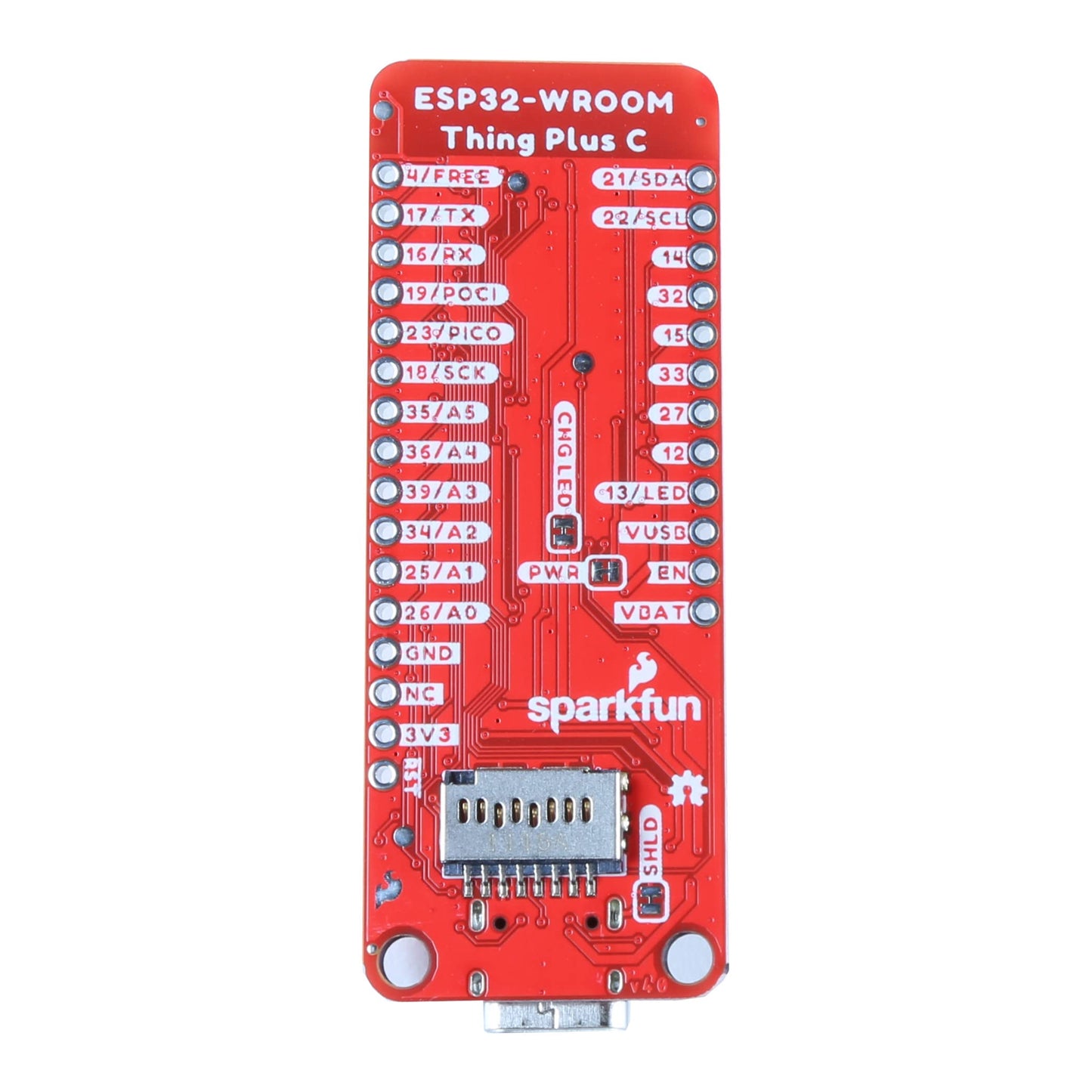 SparkFun Thing Plus – ESP32 WROOM (USB-C) – ESP32-D0WDQ6 Chip, integrierte RGB-Status-LED, Betriebsspannung: 3,3 V, Abmessungen der Platine: 58,4 mm x 25,4 mm x 12,7 mm