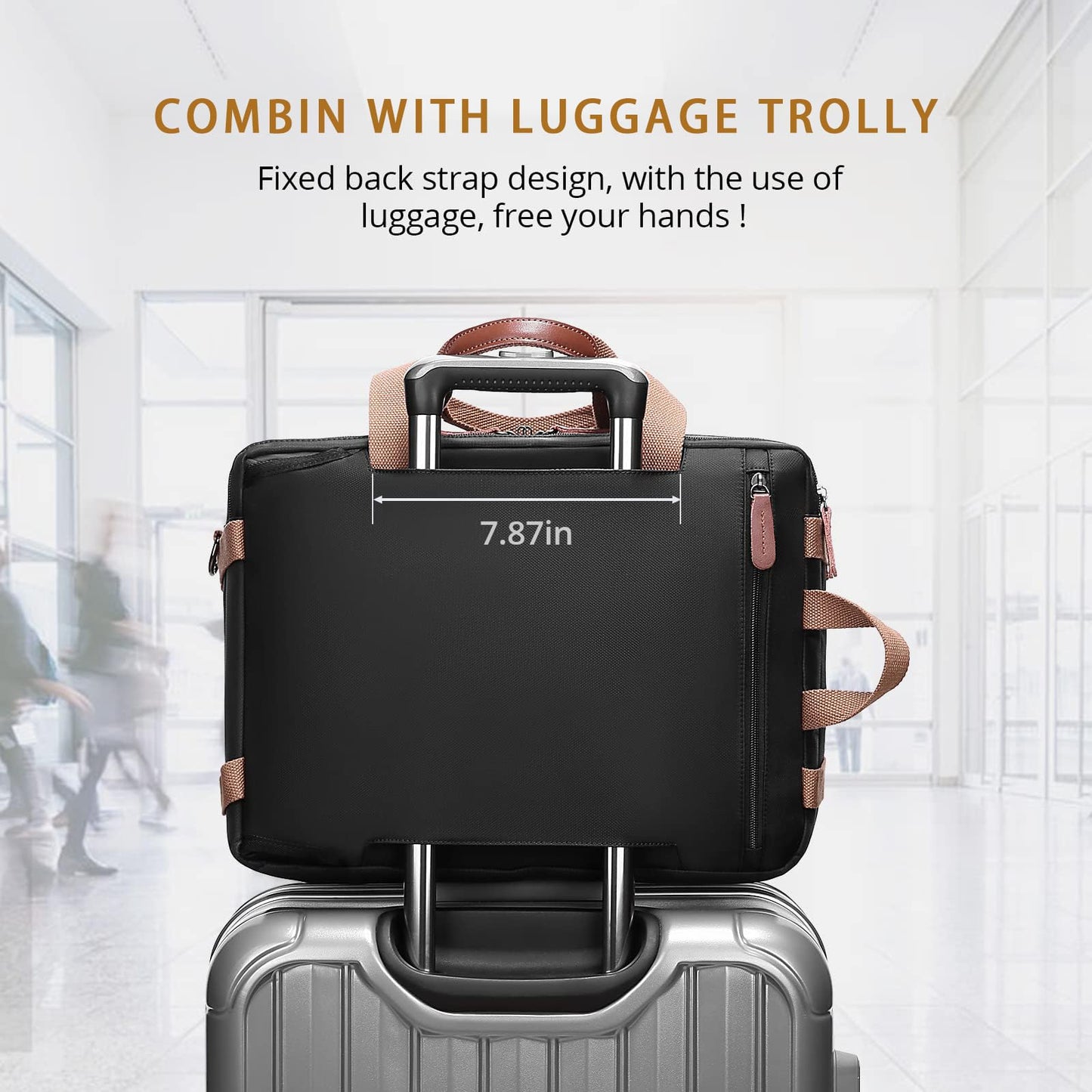 MOLNIA 3-in-1-Laptoptasche für Herren, 17,3-Zoll-Arbeitstasche für Herren, Laptop-Rucksack, Aktentasche, Umhängetasche, Computertasche für Laptops für Damen und Herren, Schwarz 