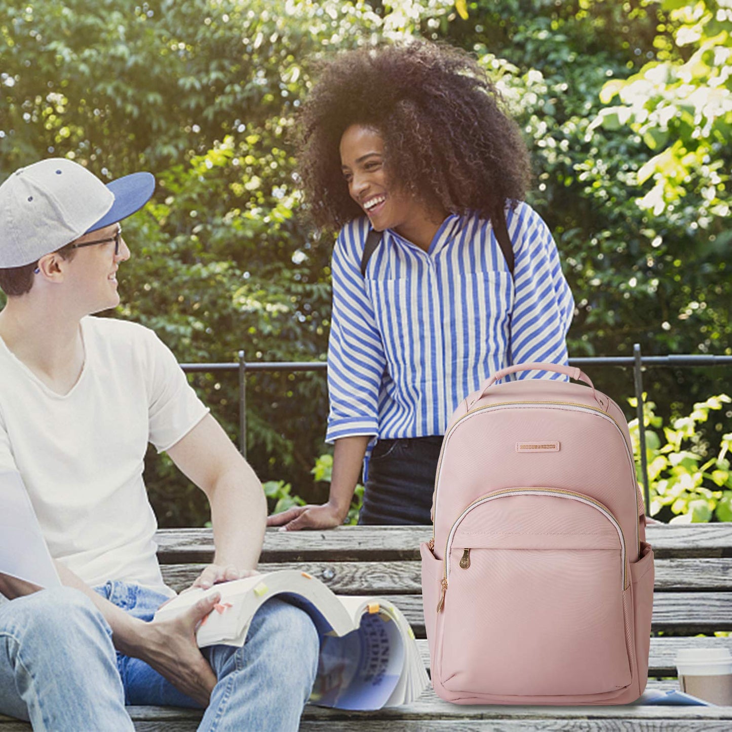 LIGHT FLIGHT Laptop-Rucksack für Damen, Reiserucksack für 17,3-Zoll-Laptops, ideal für Arbeit, Reisen und Uni, Größe L, Pink 