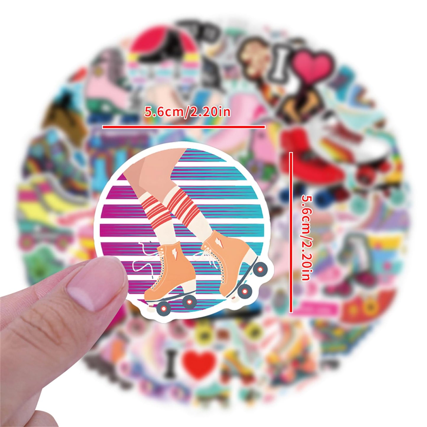 55 Aufkleber mit Rollschuhmotiven für Kinder – wasserfeste Vinyl-Aufkleber für Becher, Wasserflaschen, Laptops, Koffer, Computer, Handys, Gitarren, Skateboards, Handyhüllen und Fahrräder.