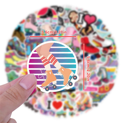 55 Aufkleber mit Rollschuhmotiven für Kinder – wasserfeste Vinyl-Aufkleber für Becher, Wasserflaschen, Laptops, Koffer, Computer, Handys, Gitarren, Skateboards, Handyhüllen und Fahrräder.