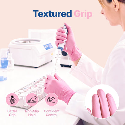 Schneider Nitril-Untersuchungshandschuhe, 4 mil, medizinische Einweghandschuhe, latexfrei, puderfrei, lebensmittelecht, zum Kochen, Reinigen und für Untersuchungen, Kirschblütenmuster, Größe M, 100 Stück pro Packung