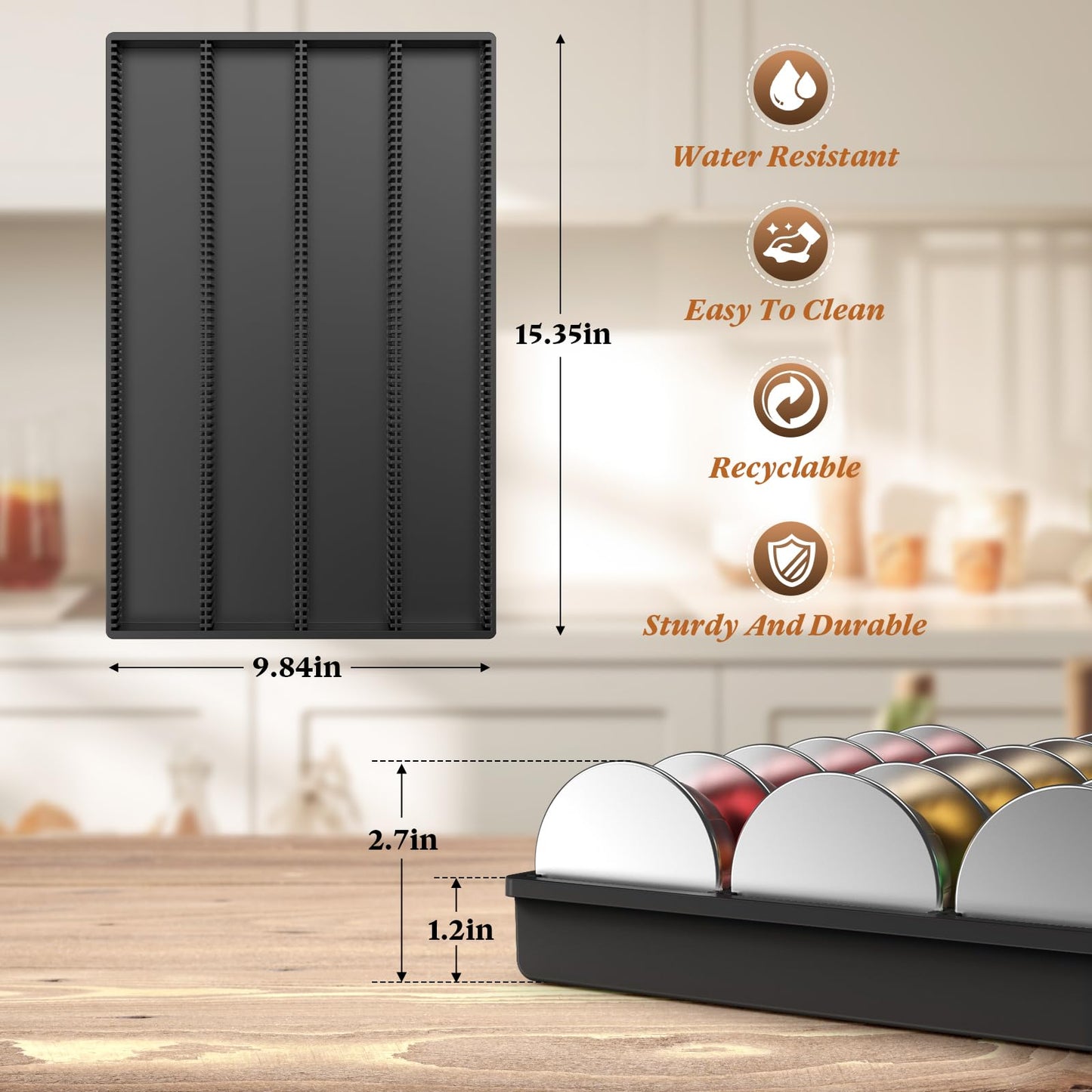 SZWQILIN Coffee Pod Storage Holder Drawer Insert for Counter Compatible Nespresso Vertuo Vertuoline Capsules for Home, Office, Coffee Station（black）