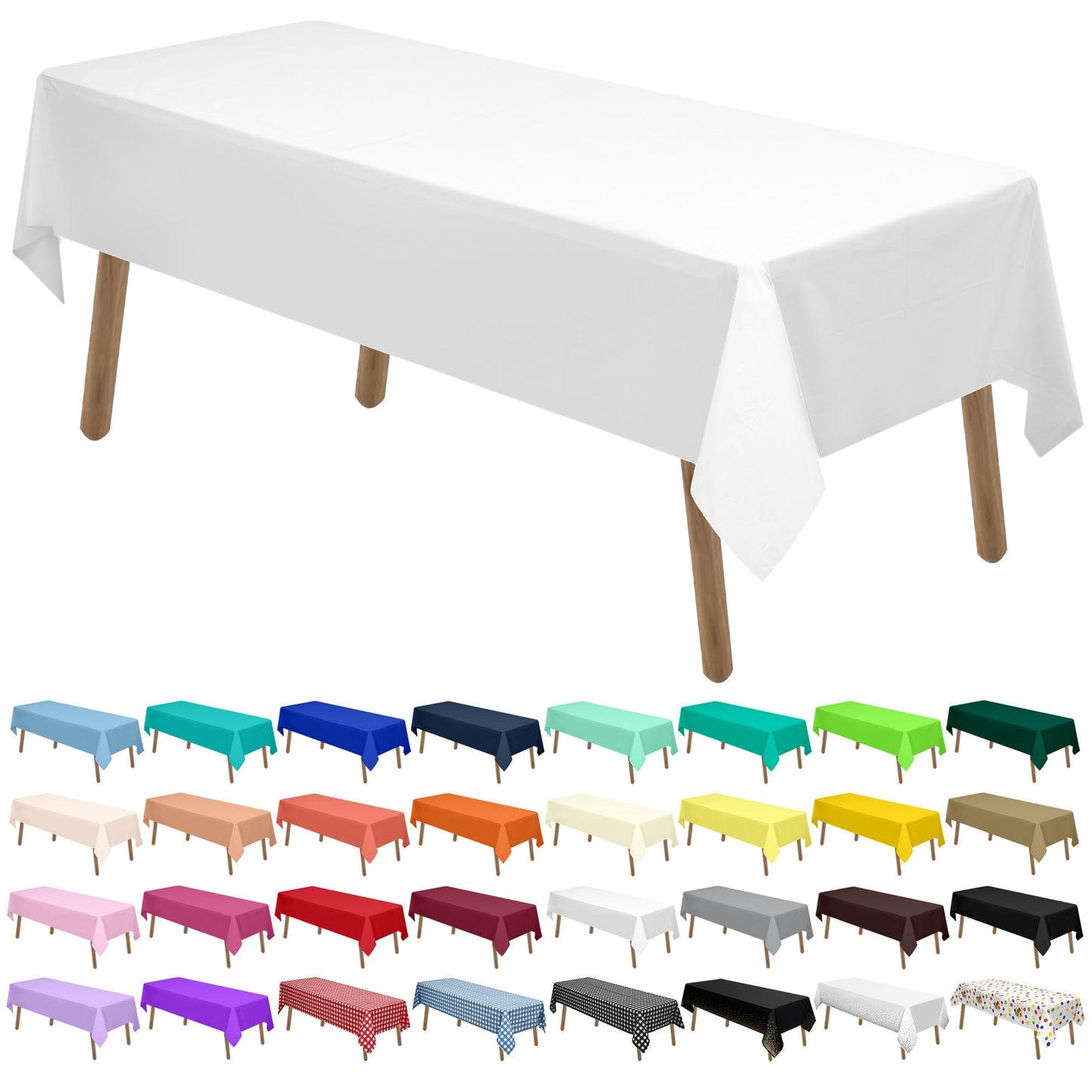 PARTY ULYJA Orangefarbene Plastiktischdecken, 2er-Pack, Einweg-Tischdecken, 54 x 108 Zoll, PEVA, Herbstfarben, für Grillpartys, Picknicks, Geburtstage, Hochzeiten, rechteckige Tische (8 Fuß). 