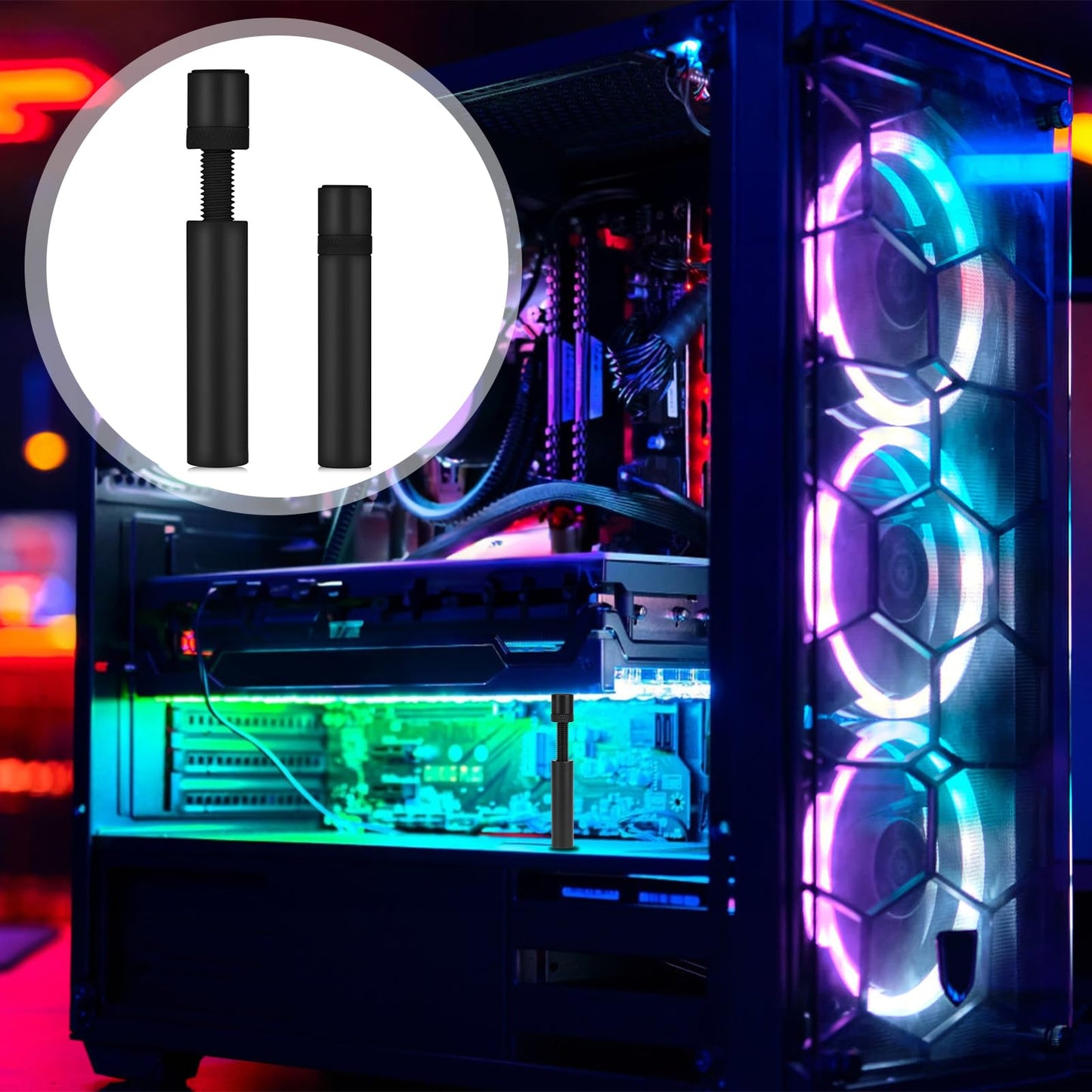 Salbsever Schwarze GPU-Halterung, Anti-Durchhang-Grafikkartenhalterung, Edelstahl, 73–130 mm, universell passend, einfache Installation