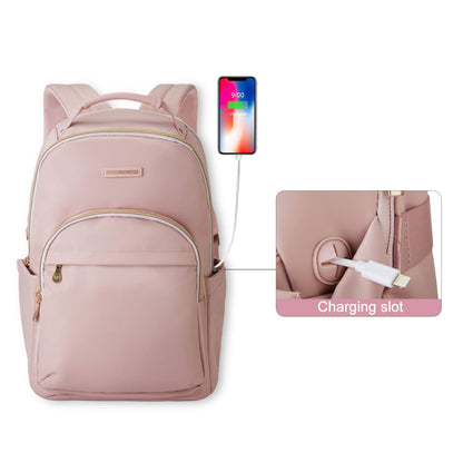 LIGHT FLIGHT Laptop-Rucksack für Damen, Reiserucksack für 17,3-Zoll-Laptops, ideal für Arbeit, Reisen und Uni, Größe L, Pink 