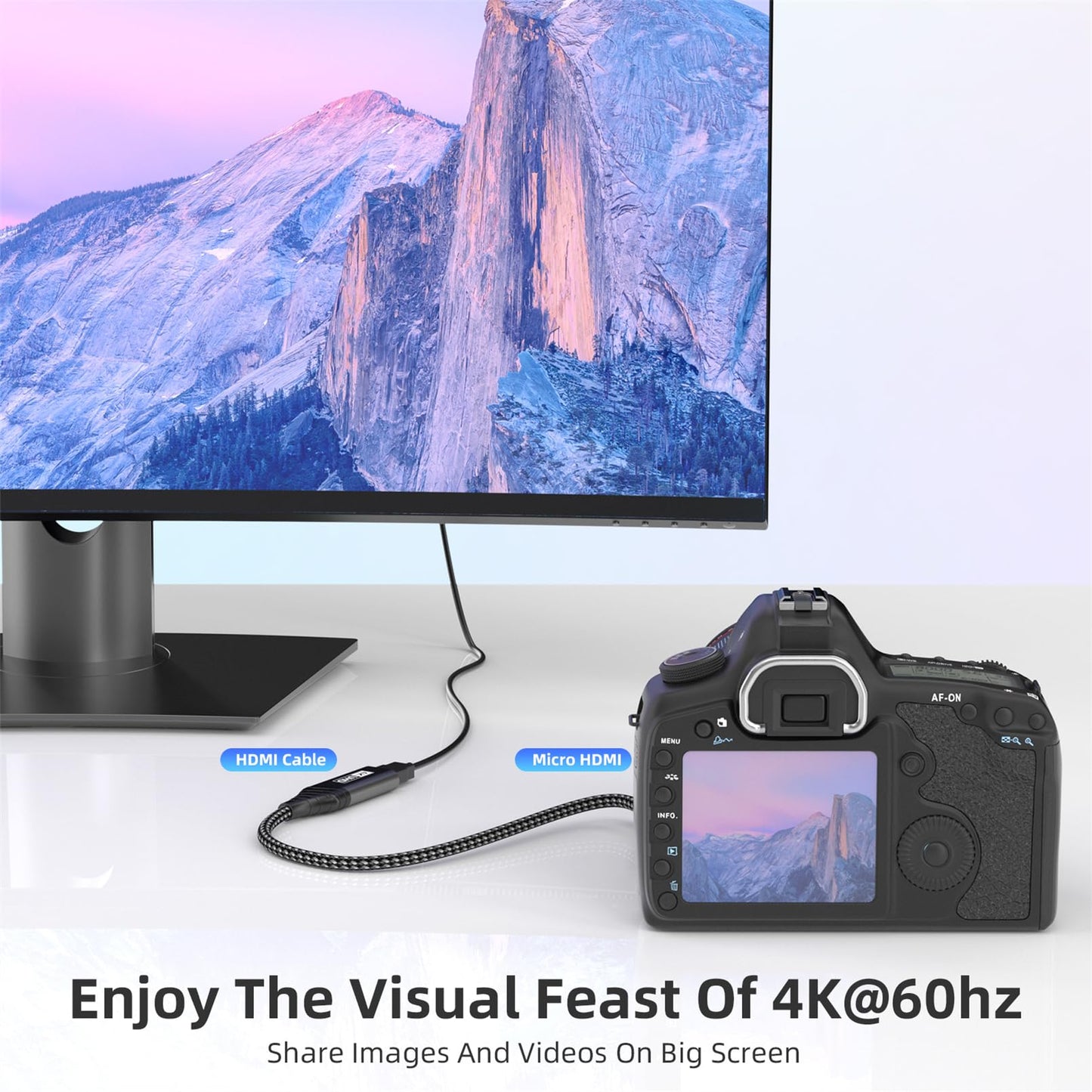 Micro-HDMI-auf-HDMI-Adapter, 4K@60Hz 3D 1080p, Typ-D-auf-A-Adapterkabel mit Unterstützung für Ethernet, 3D, HDR und ARC, kompatibel mit Raspberry Pi 5/4, Hero, Kameras A6300 und A6400, Yoga, ODROID usw.