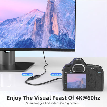 Micro-HDMI-auf-HDMI-Adapter, 4K@60Hz 3D 1080p, Typ-D-auf-A-Adapterkabel mit Unterstützung für Ethernet, 3D, HDR und ARC, kompatibel mit Raspberry Pi 5/4, Hero, Kameras A6300 und A6400, Yoga, ODROID usw.