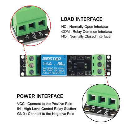 AITRIP 10 Stück 5V Einkanal-Relaismodul mit Optokoppler-Isolation und High-Low-Pegelansteuerung, kompatibel mit Arduino, Raspberry Pi, ARM und AVR 