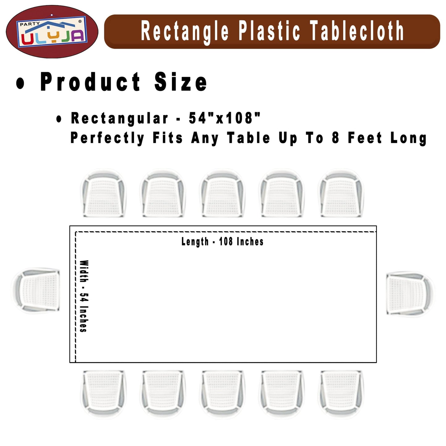 PARTY ULYJA Burgunderrote Tischdecken aus Kunststoff, 3er-Pack, Premium, 54 Zoll x 108 Zoll, Einweg-Tischdecken, Dekorative Tischdecken für rechteckige Tische