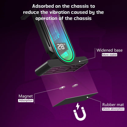 TGDGAMER ARGB GPU-Halterung mit Temperaturanzeige (Gehäusetemperatur), 5V 3-Pin Universal-GPU-Halterung, Grafikkartenhalterung mit Höhenverstellung, DY7-Schwarz