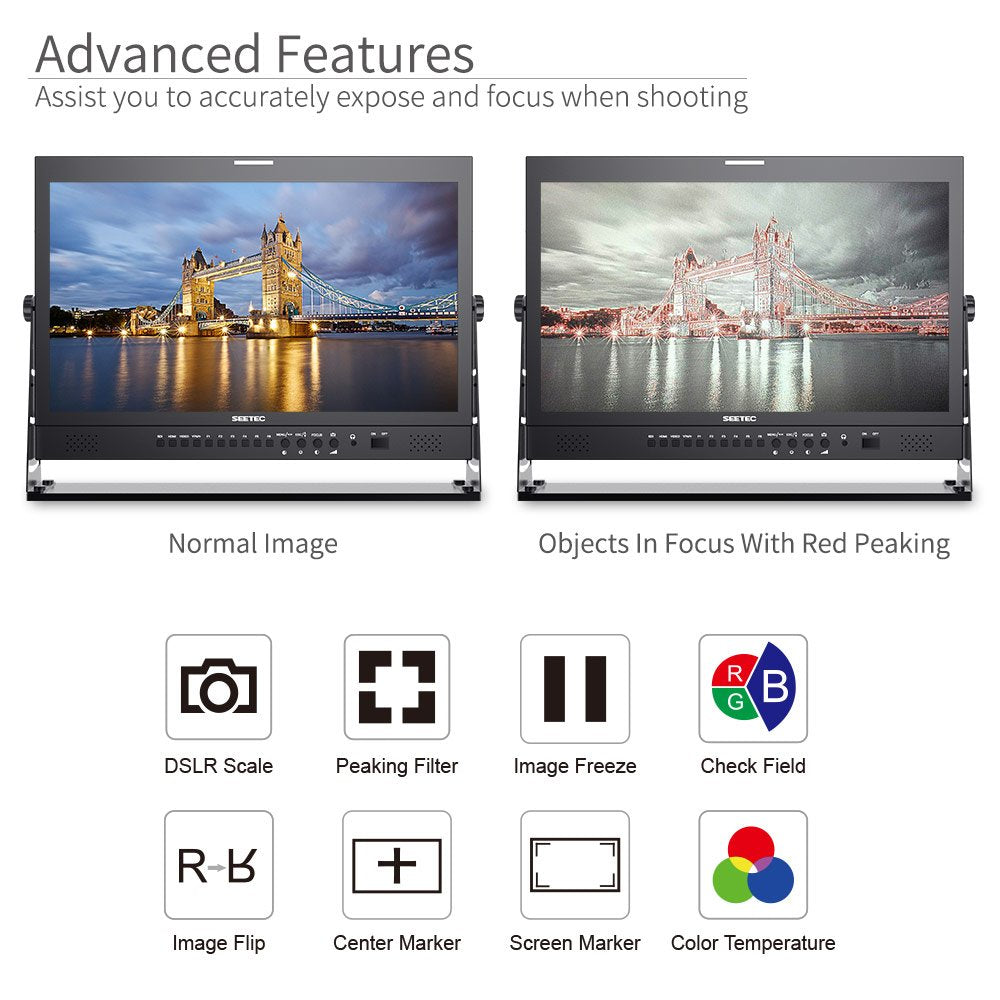 SEETEC P215-9HSD-192 21,5 Zoll LCD-Monitor für Broadcast-Produktionen, 3G SDI, 4K HDMI Ein- und Ausgang, IPS Full HD 1920x1080