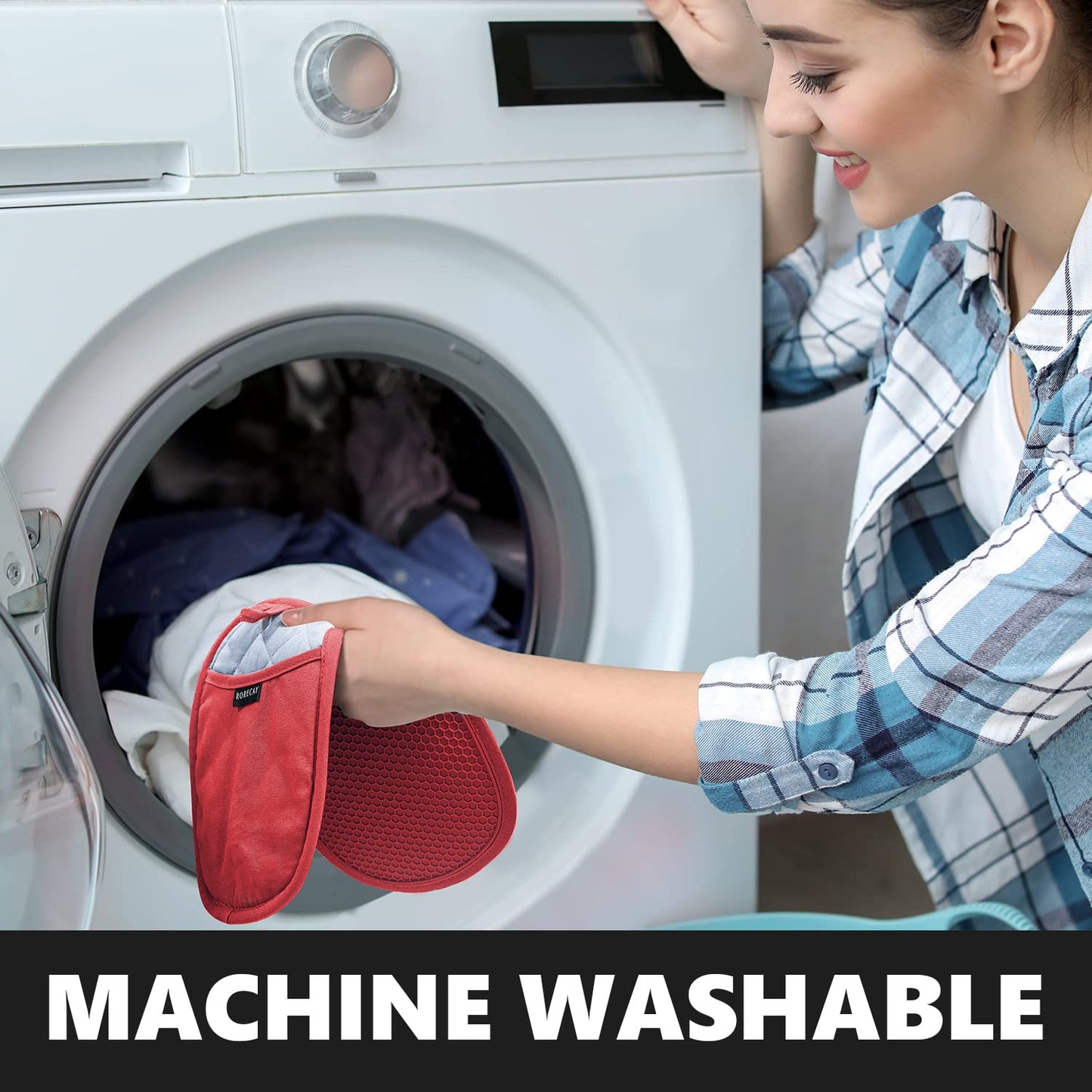 2-Pack Silicone Pot Holders for Kitchen Heat Resistant up to 500°F, Non-Slip Large Hot Pads with Pocket, Quilted Liner Trivets for Countertops Hot Pots and Pans (Gray)