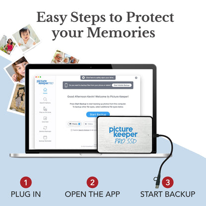 Picture Keeper PRO Tragbare Festplatte 500 GB – USB-Festplatte für PCs, Macs, Laptops und Computer, 1/2 Terabyte tragbarer externer SSD-Speicher für Fotos, Videos und mehr – 500 GB, Silber