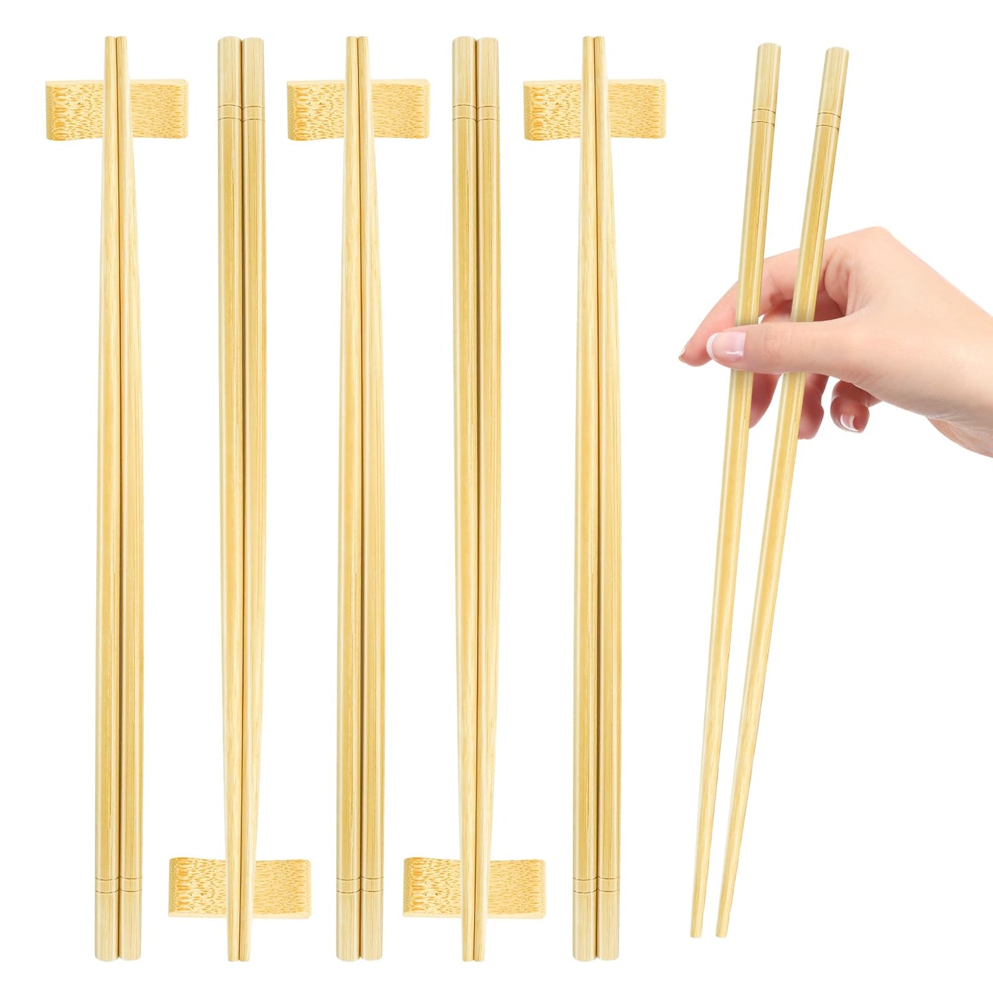 9.5 Inch X 5 Pairs Chopsticks,Reusable,Simplea and Minimalistic Design,More Size Choices 7"/9.5"/12"