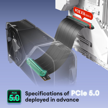 Okinos PCIe 5.0 Riser-Kabel, 64 GB/s für RTX 5090 und RX 9070 GPU, PCIe-Erweiterungskarte, abwärtskompatibel mit PCIe 4.0 und 3.0, 200 mm, Schwarz