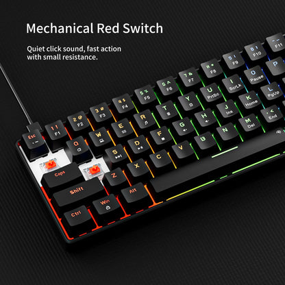 Newmen GM611 Mechanical Keyboard,Rainbow LED Backlit Gaming Wired Keyboards Compact Mini 61 Keys Portable 60 Percent Mechanical Keyboard with Black Keycaps,for Windows Laptop PC Linear Red Switches