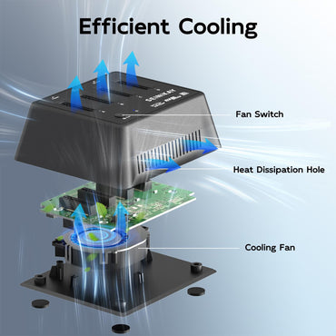 SEINIKAY M.2 Dock mit Lüfter für NVMe SATA SSD, werkzeugloser 4-Bay-NVMe-Kartenleser mit Kontrollleuchte, 10 Gbit/s Geschwindigkeit (keine Klonfunktion)