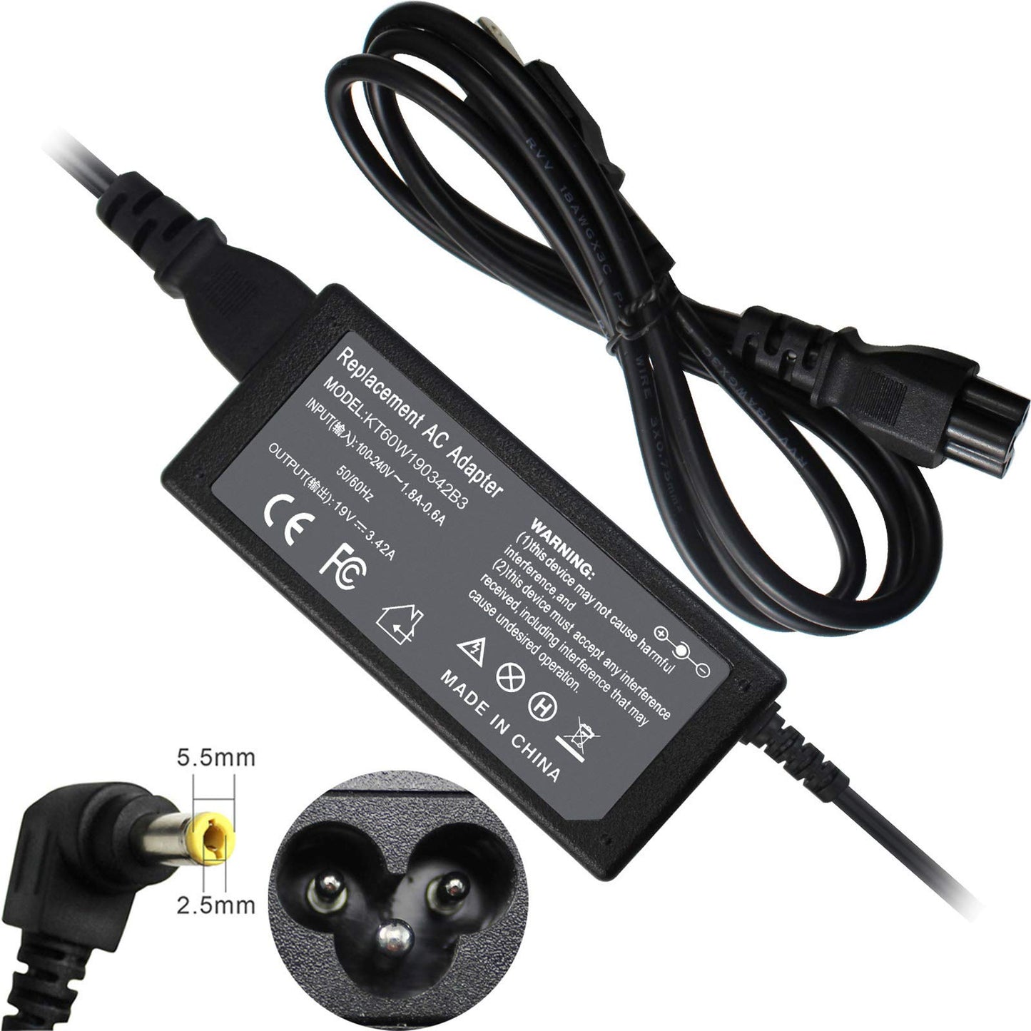 Neues 19V 3,42A 65Wh Netzteil-Ladegerät mit Kabel für Asus AD887320 EXA0703YH PA-1650-66 ADP-65DW ADP-65HB BB ADP-65JH BB SADP-65NB AB X401 X550L X550LA X550LB X550LNV X550ZA