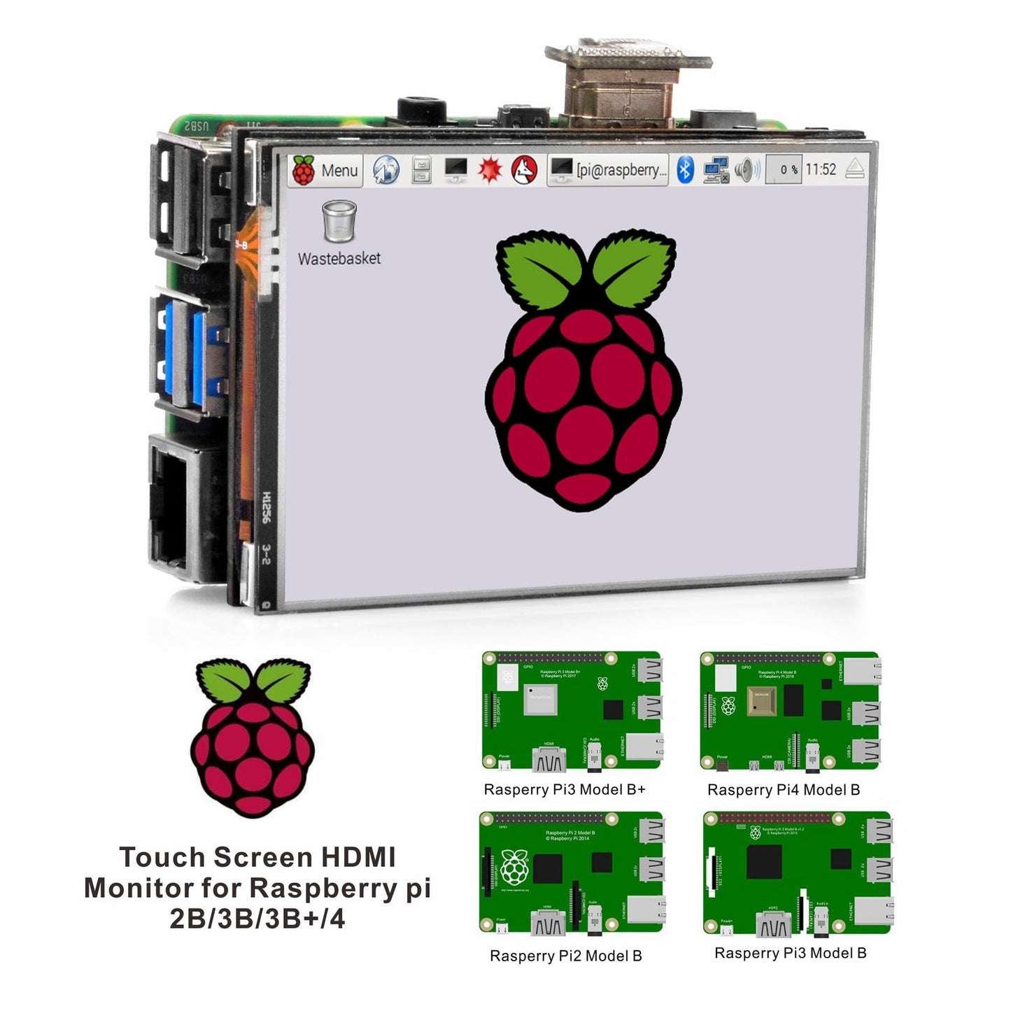 OSOYOO 3,5-Zoll-HDMI-LCD-Touchscreen-Monitor (TFT, 480 x 320 Pixel) für Raspberry Pi 5, 4, 3, Modell B, B+ und 2 mit Stift