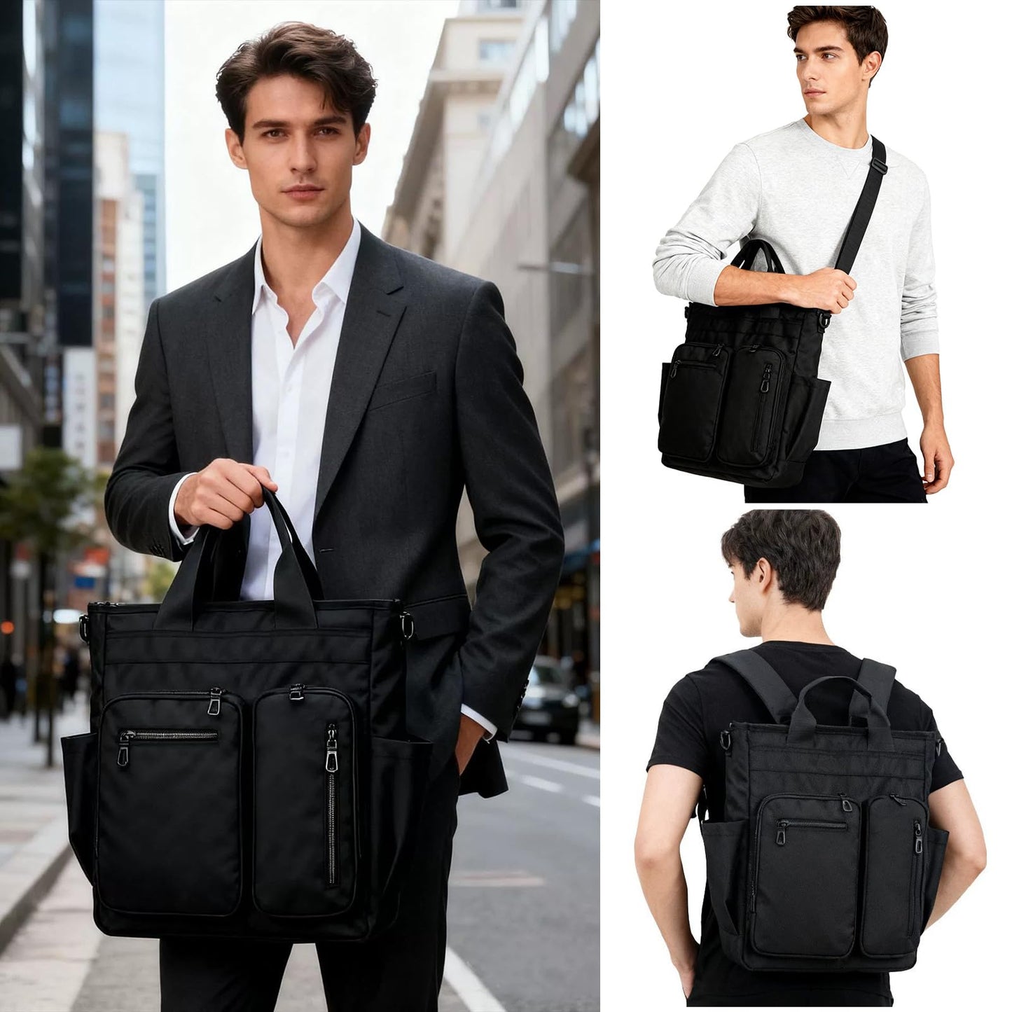 mygreen Tokyo Tote Messenger Backpack Convertible Tote Bag and Backpack, Fits 15.6" Laptop