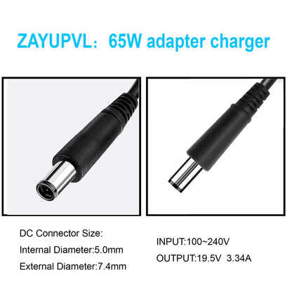ZAYAUPVL 65W 7,4mm Stecker Ersatz-Netzteil für Dell Latitude 3190 7470 5580 7280 LA65NS2-01 E5570 E7450 E6430 E6410 E6440 E7440 E7470 E5440 E5470 E7240 Laptop-Netzkabel
