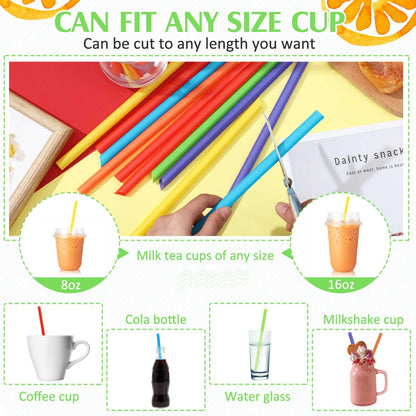 Tessco 600 Stück 9,84 Zoll Smoothie-Strohhalme Großpackung Einweg-Bubble-Tea-Strohhalme Große Kunststoff einzeln verpackt für hohe hausgemachte Milchshakes (Klassische Farbe)