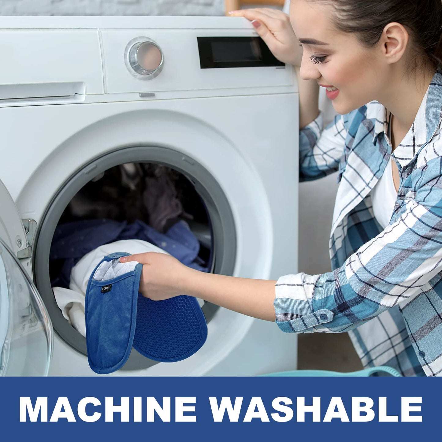 2-Pack Silicone Pot Holders for Kitchen Heat Resistant up to 500°F, Non-Slip Large Hot Pads with Pocket, Quilted Liner Trivets for Countertops Hot Pots and Pans (Gray)