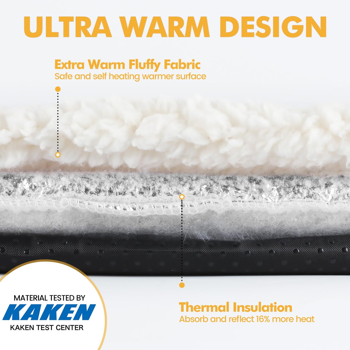 Selbstwärmendes Katzenbett/Hundematte (61 x 46 cm), extra warm, für drinnen und draußen, mit abnehmbarem Bezug, rutschfester Unterseite, waschbar, nicht elektrisch 