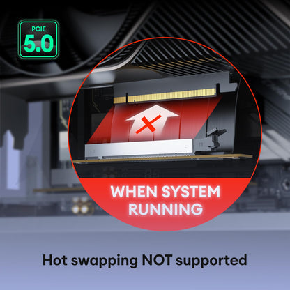 Okinos PCIe 5.0 Riser-Kabel, 64 GB/s für RTX 5090 und RX 9070 GPU, PCIe-Erweiterungskarte, abwärtskompatibel mit PCIe 4.0 und 3.0, 200 mm, Schwarz